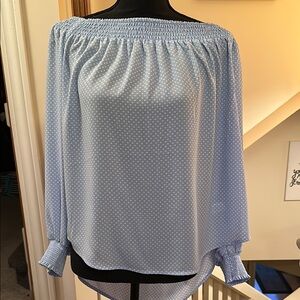 Express Blue Long Sleeve Relaxed Blouse NWT